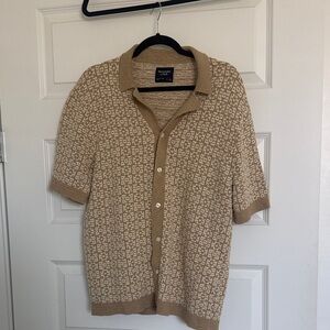 Abercrombie & Fitch Tan Patterned Casual Button Down Shirt